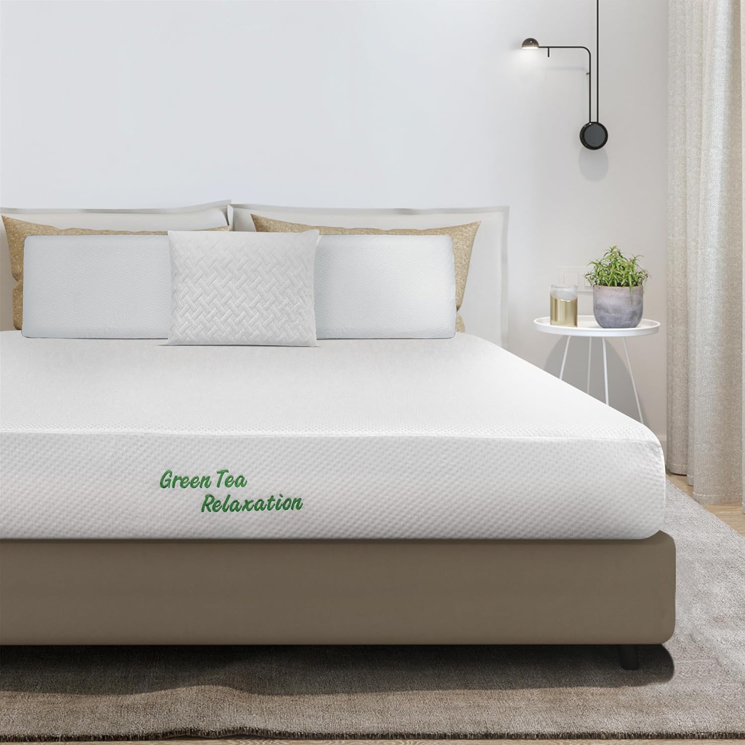 BioPEDIC Materasso in memory foam di media densità con infuso di tè verde da 8 pollici